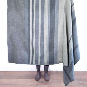 Elegant Gray Striped Throw Blanket